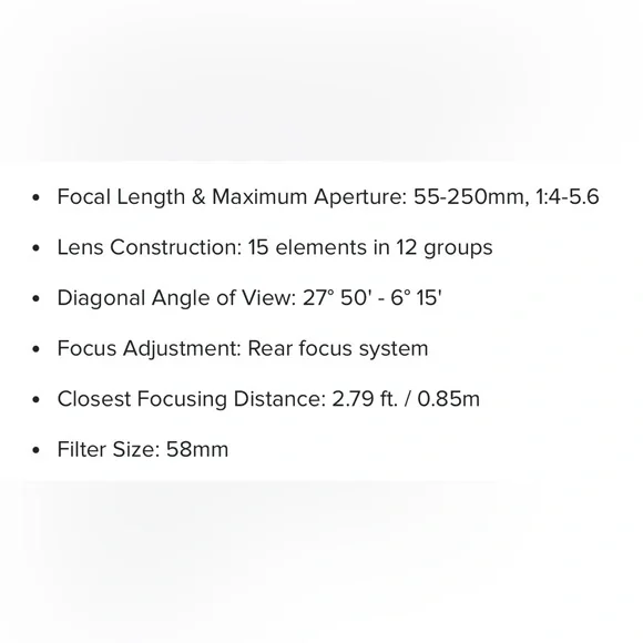 New Canon EFS 55-250 Telephoto Lens with Textured Grip